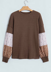 Waffle Knit Patchwork Top