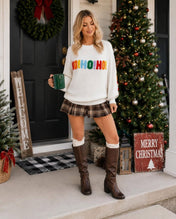 Merry Christmas Chenille Patched Sweater Full Run RTS
