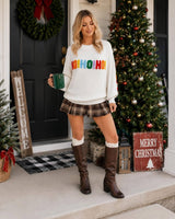 Merry Christmas Chenille Patched Sweater Full Run RTS