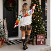 Merry Christmas Chenille Patched Sweater Full Run RTS