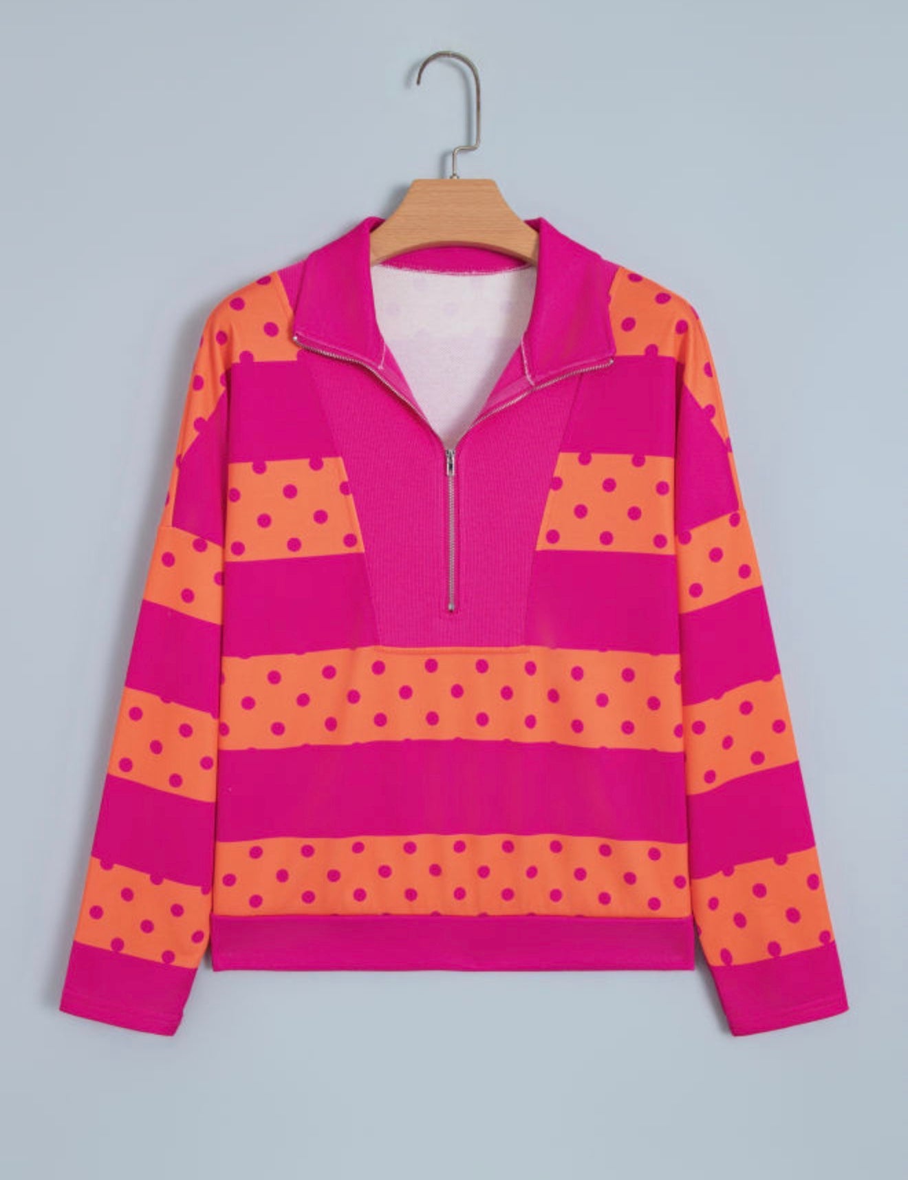 Stripe Polka Dot Quarter Zip