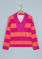 Stripe Polka Dot Quarter Zip