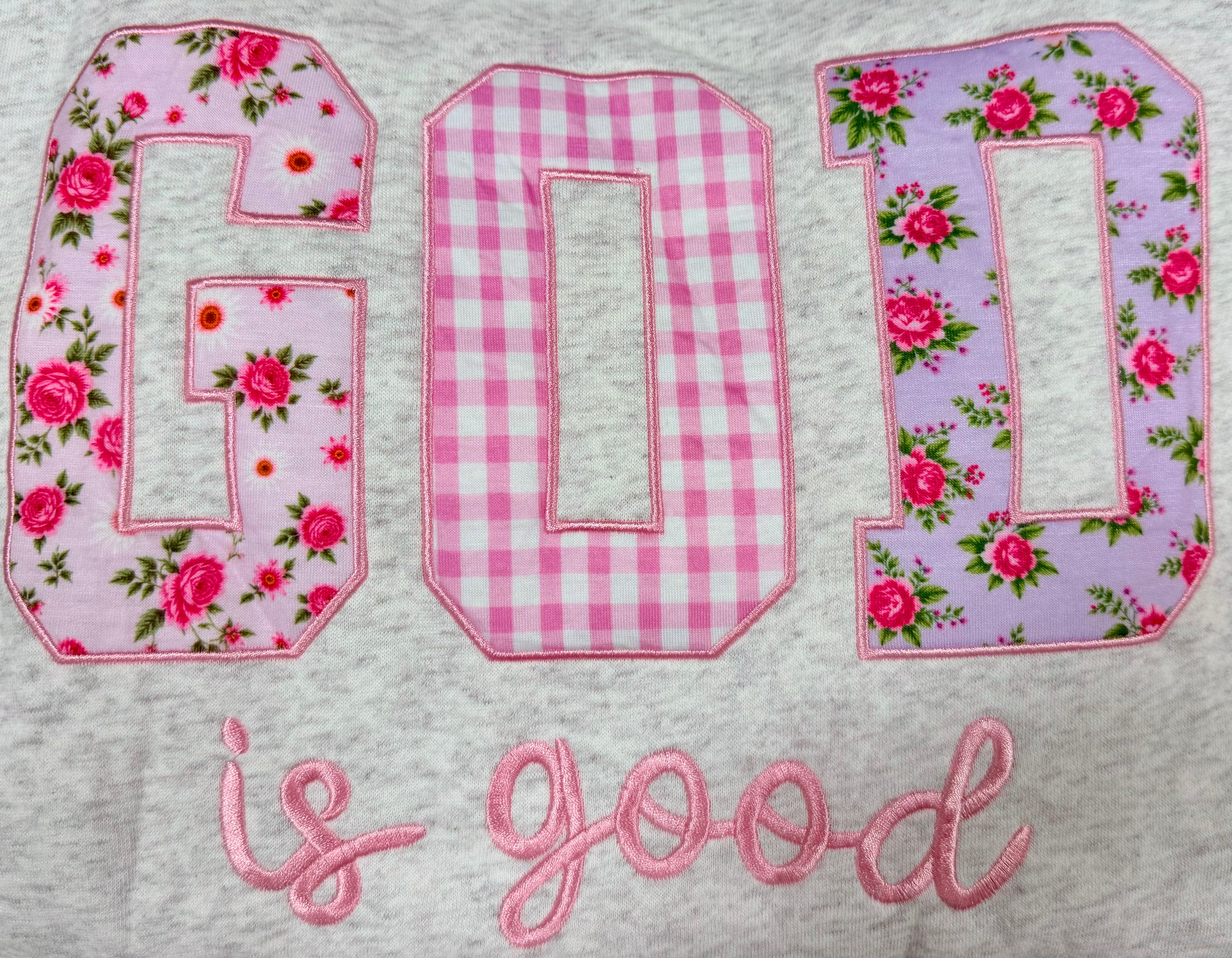 God Is Good Applique Embroidery Sweatshirt RTS