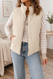 Corduroy Zip Up Puffer Vest