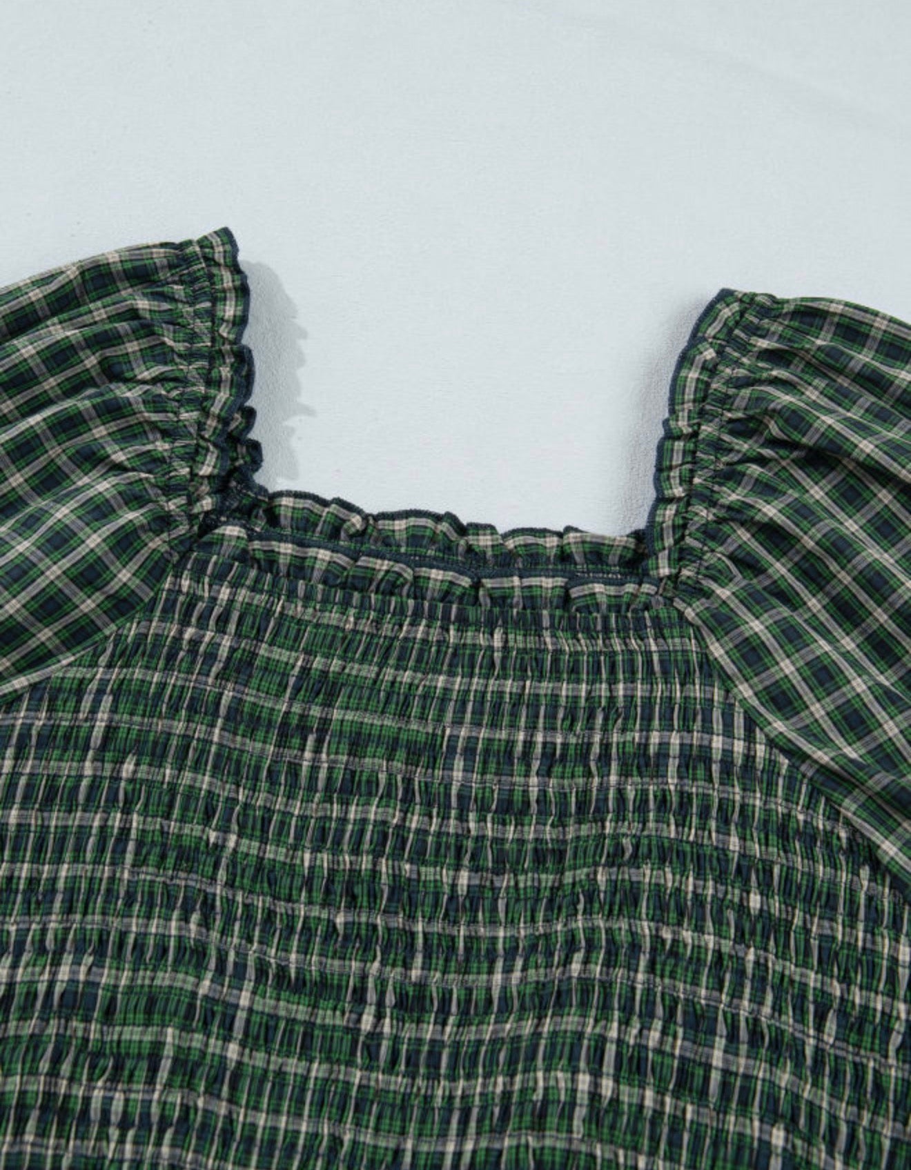 Green Plaid Ruffle Dress