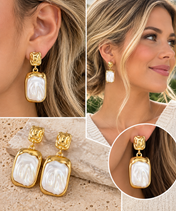 Pearl Geometric Pendant Earrings New RTS