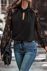 Black Floral Lace Blouse