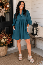 Teal Corduroy Dress