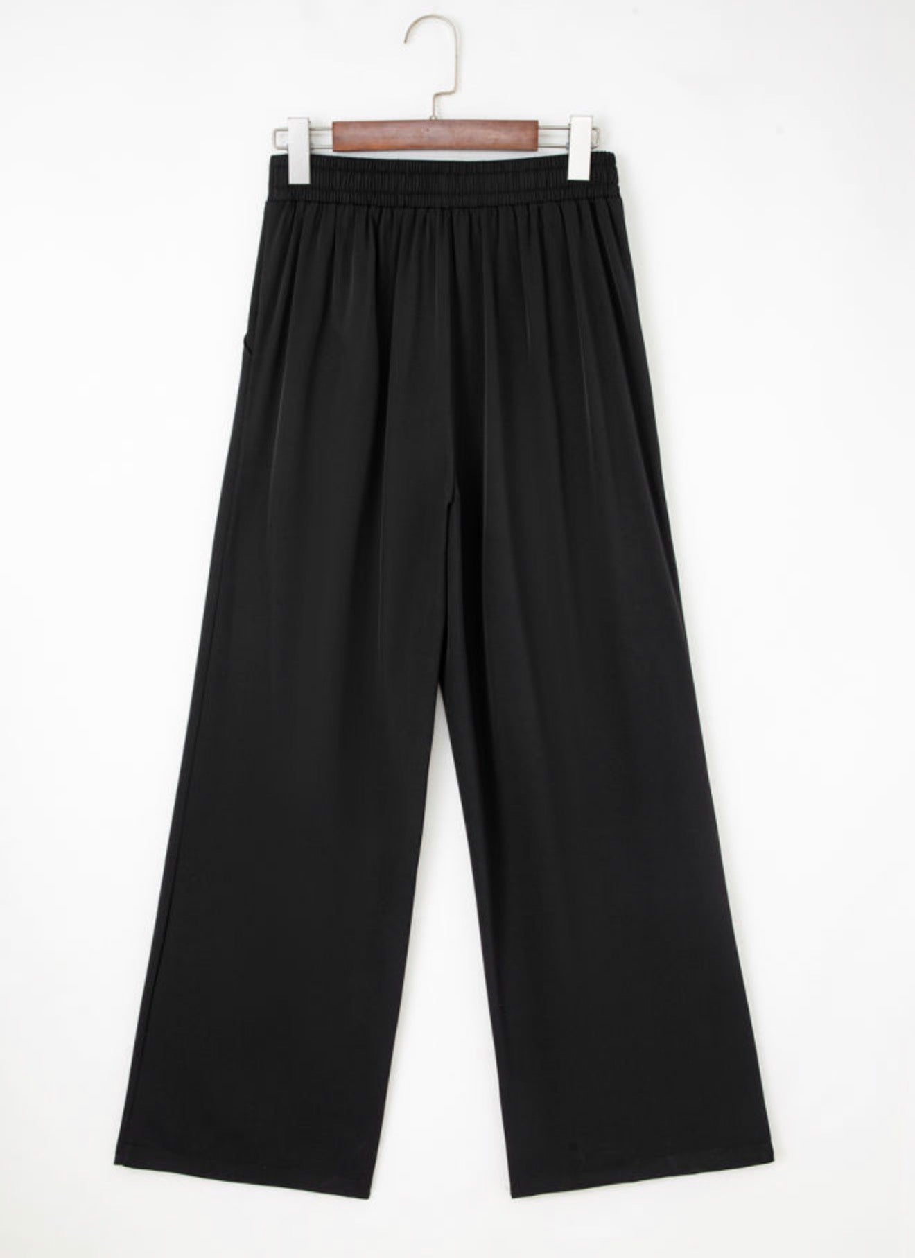 Black Pleated Pull On High Elastic Pants
