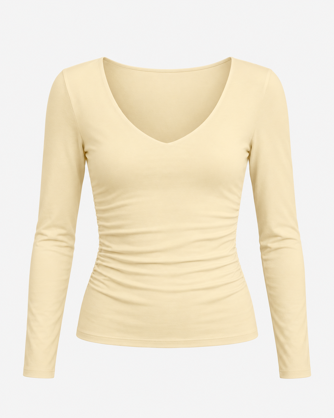 Beige Slim Fit Top W/Built In Bra