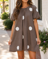 Brown Polka Dot Mini Dress Full Run RTS