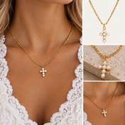 Pearl Cross Necklace New RTS