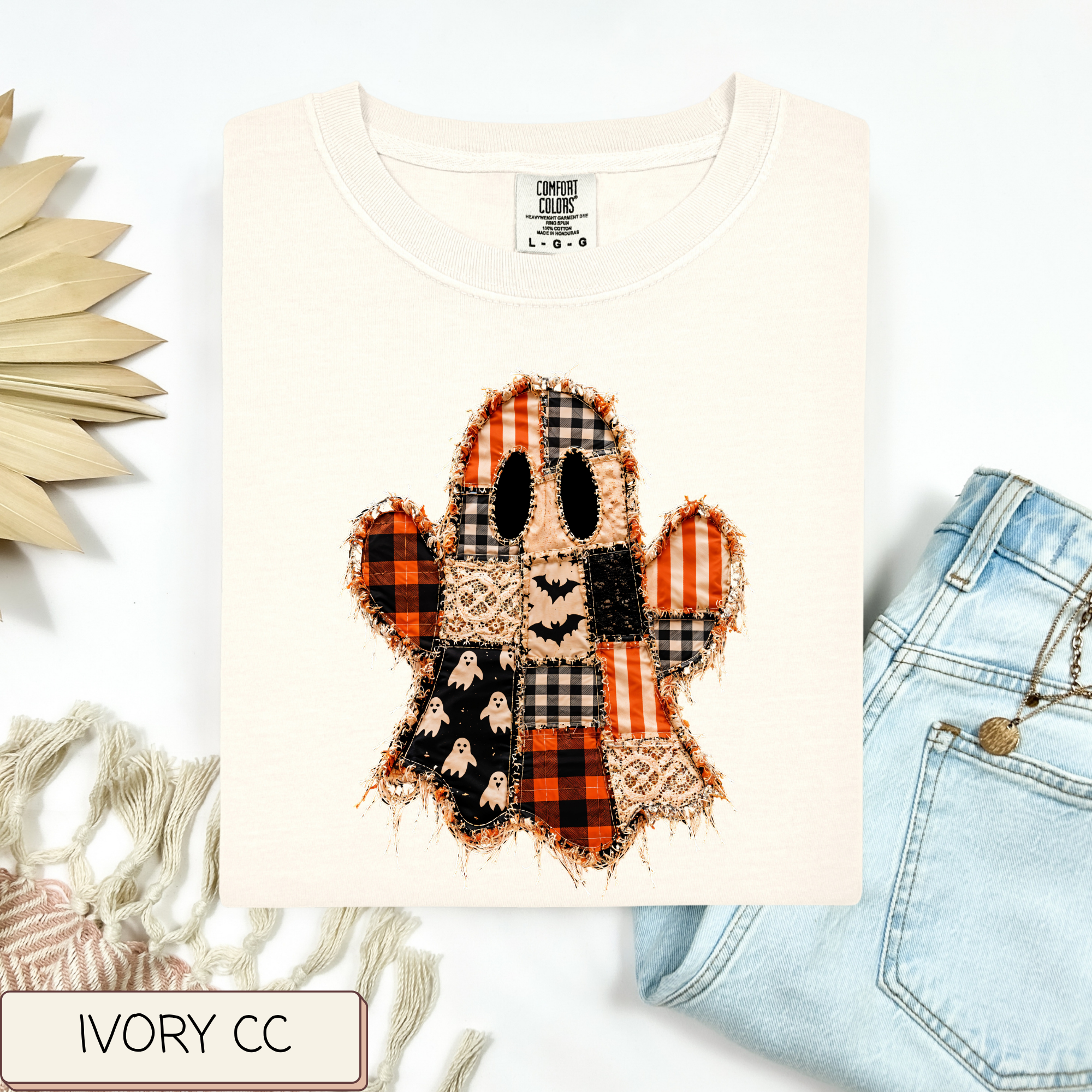 Patchwork Halloween Ghost Tee.