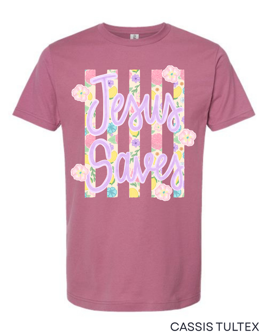 Tultex Striped Jesus Saves Tee.