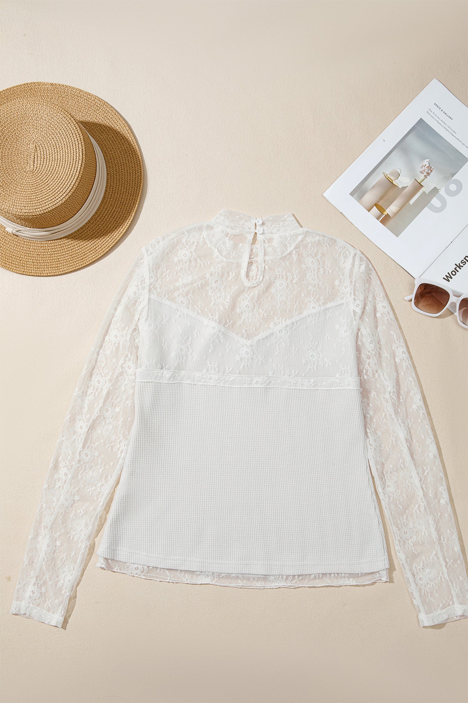 Lace Mesh Long Sleeve Top