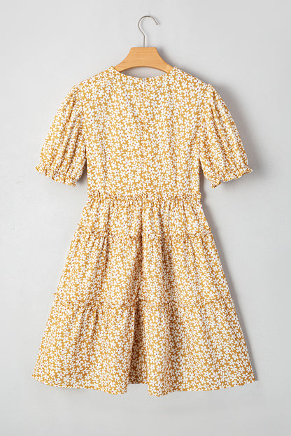 Yellow Floral Frilly Dress RTS