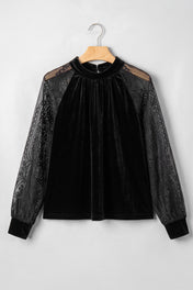 Black Lace Velvet Blouse