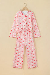 Pink Santa Long Sleeve Lounge Set