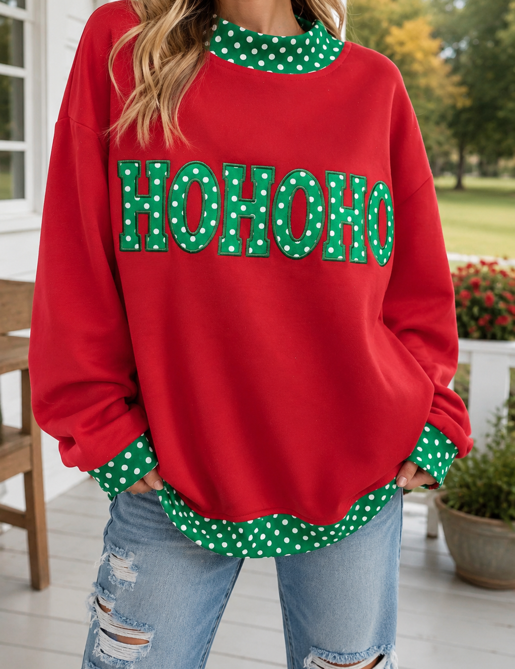 Polka Dot Slogan Sweatshirt