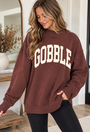 Thankful/Gobble Reverse Mock Neck Sweatshirt