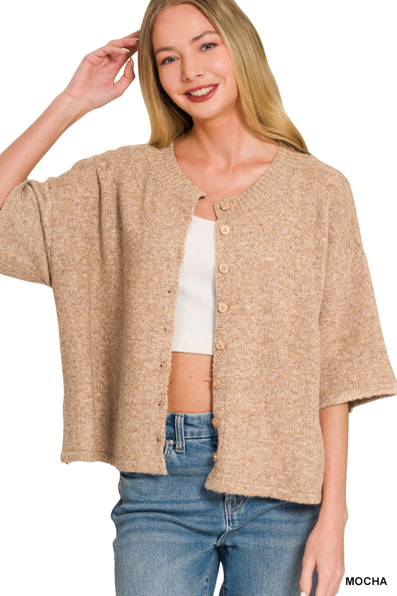 Wool Blend Half Sleeve Zenana Cardigan