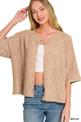 Wool Blend Half Sleeve Zenana Cardigan