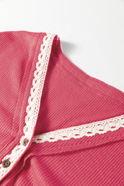 Ribbed Lace Trim Top