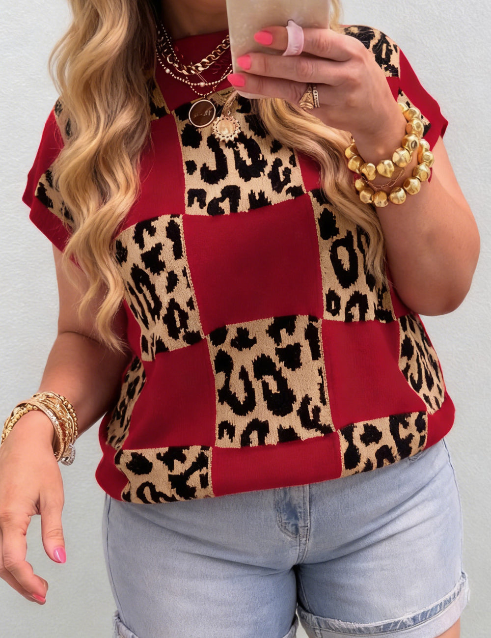 Leopard Checkered Plus Sweater