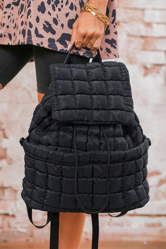 Black Quilted Puffer Backpack RTS