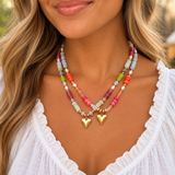 Trendy Heart Beaded Necklace New RTS
