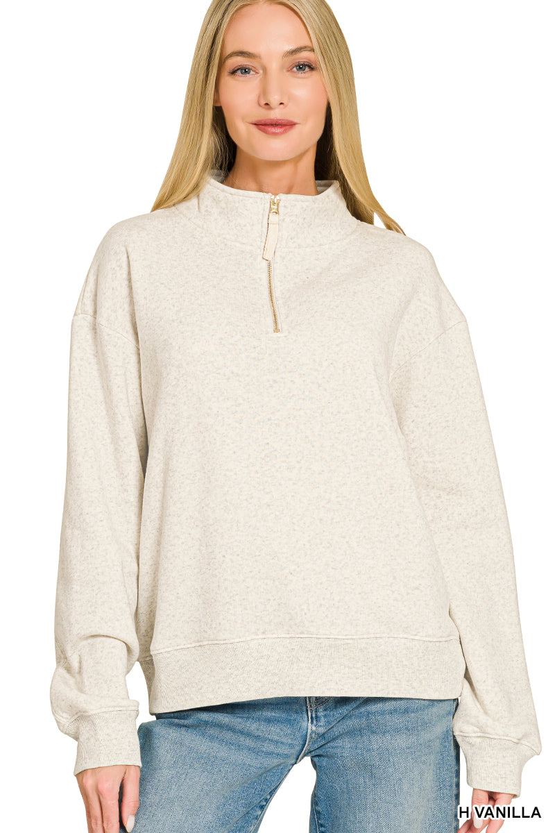 Fleece Half Zip Zenana Sweatshirt