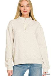 Fleece Half Zip Zenana Sweatshirt