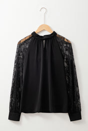 Black Floral Lace Blouse