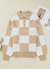 Checkered Loose Sweater Full Run RTS