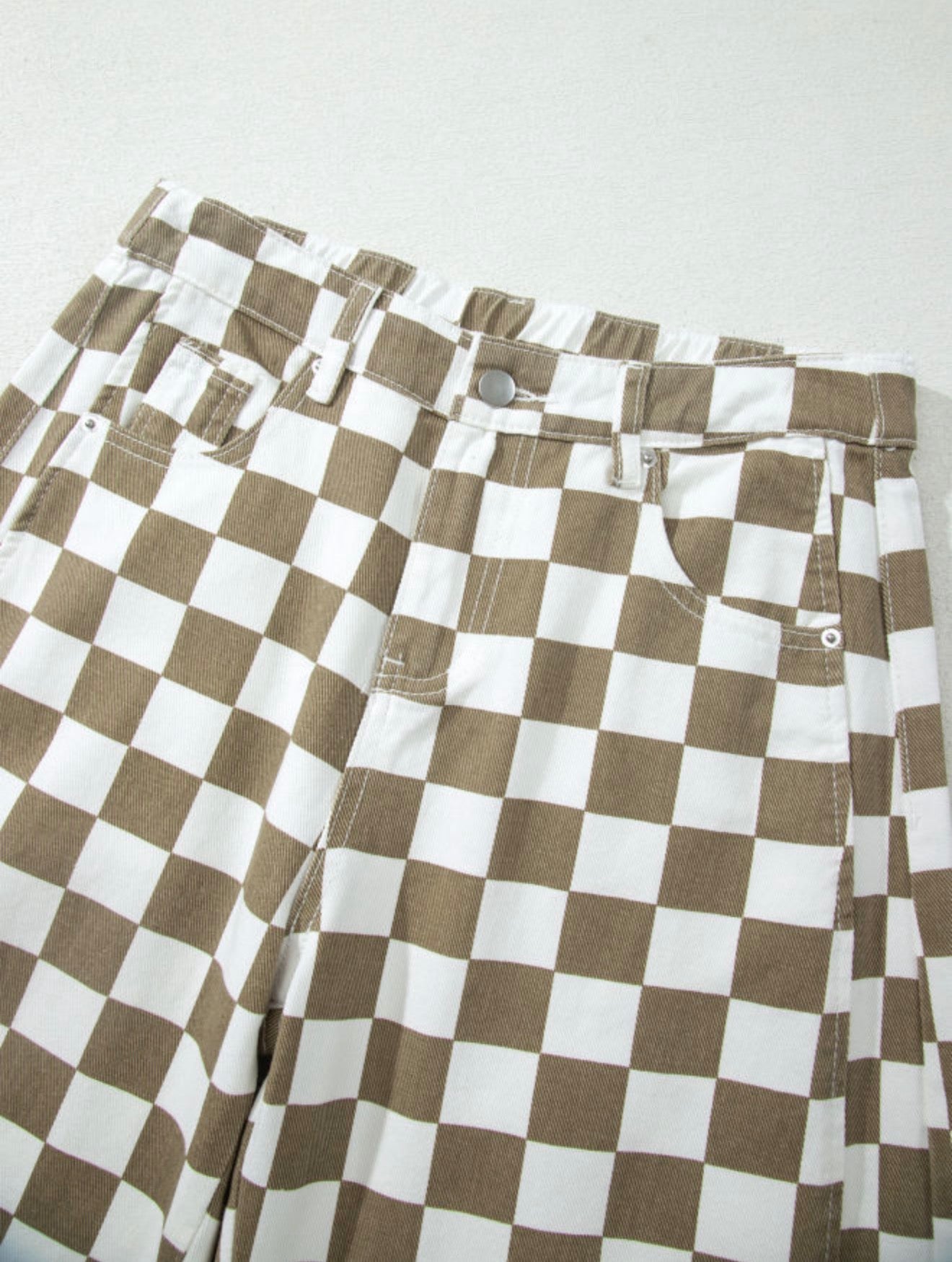 Checkered Barrel Jeans