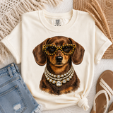 Rhinestone Necklace SH Brown Dachshund Tee.