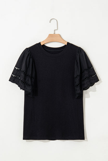 Black Hollow Embroidered Top RTS