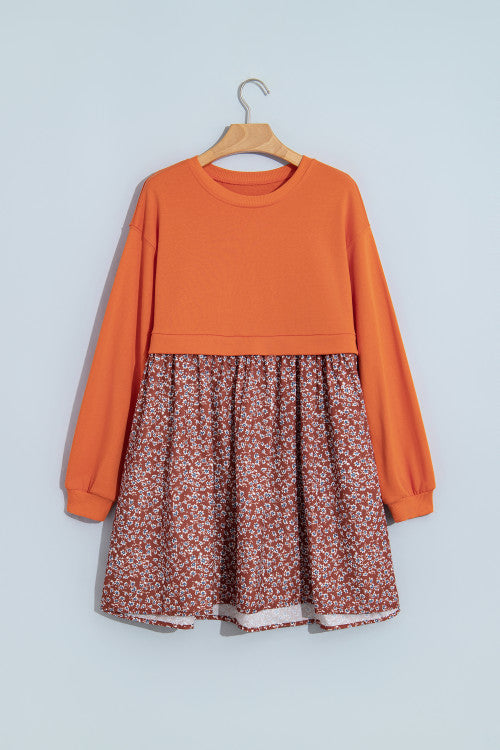 Orange Floral 2 in 1 Mini Dress