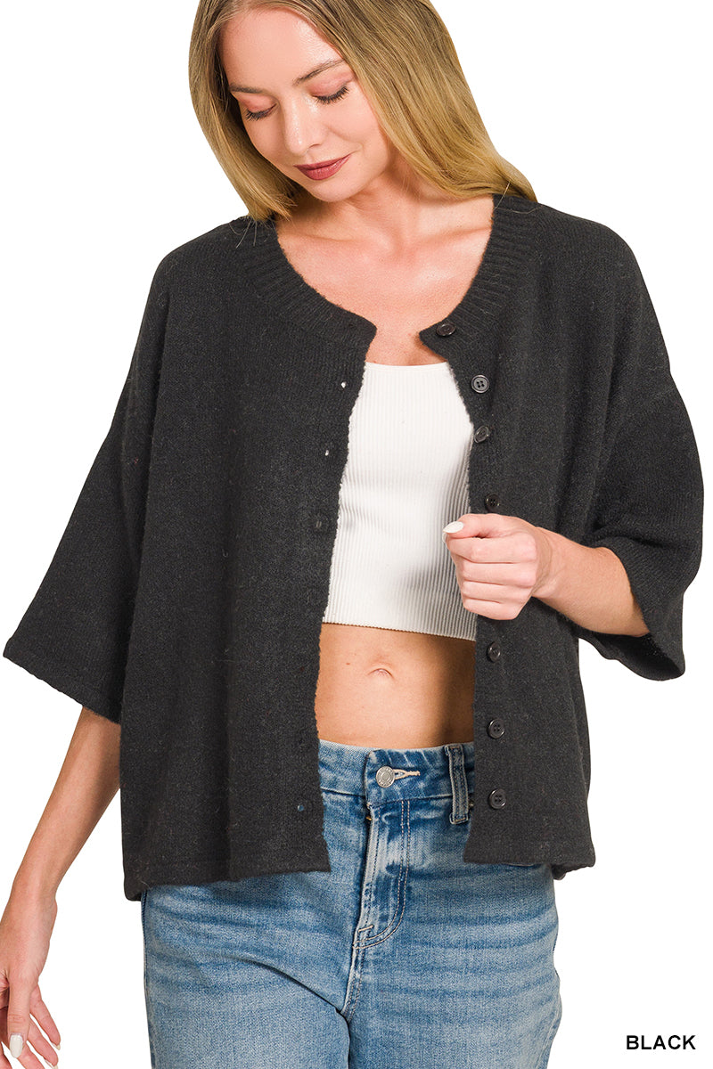 Wool Blend Half Sleeve Zenana Cardigan
