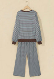 Brown Stripe Two Piece Set