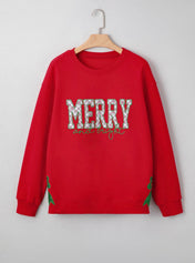 Merry & Bright Embroidered Sequin Sweatshirt