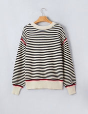 Black Stripe Ribbed Sweater