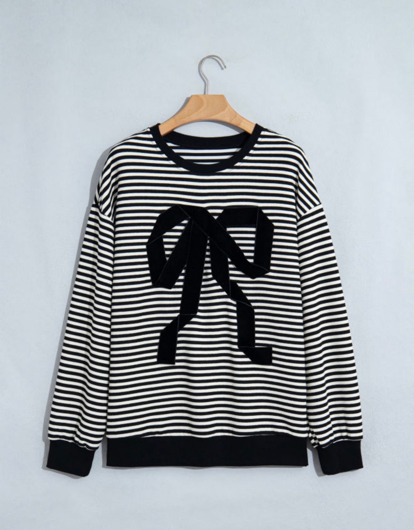 Black Velvet Bow Sweatshirt