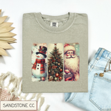 Vintage Snowman Tree Santa Tee.