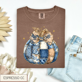 Denim Patchwork Pumpkin Tee.