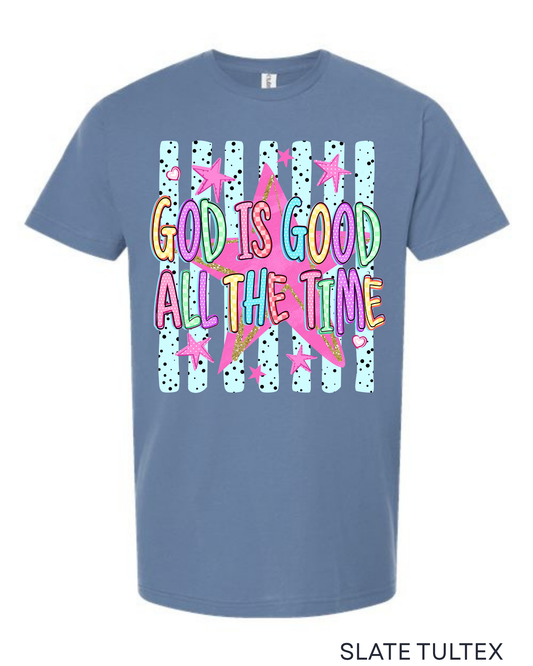 Tultex Striped God Is Good Tee.