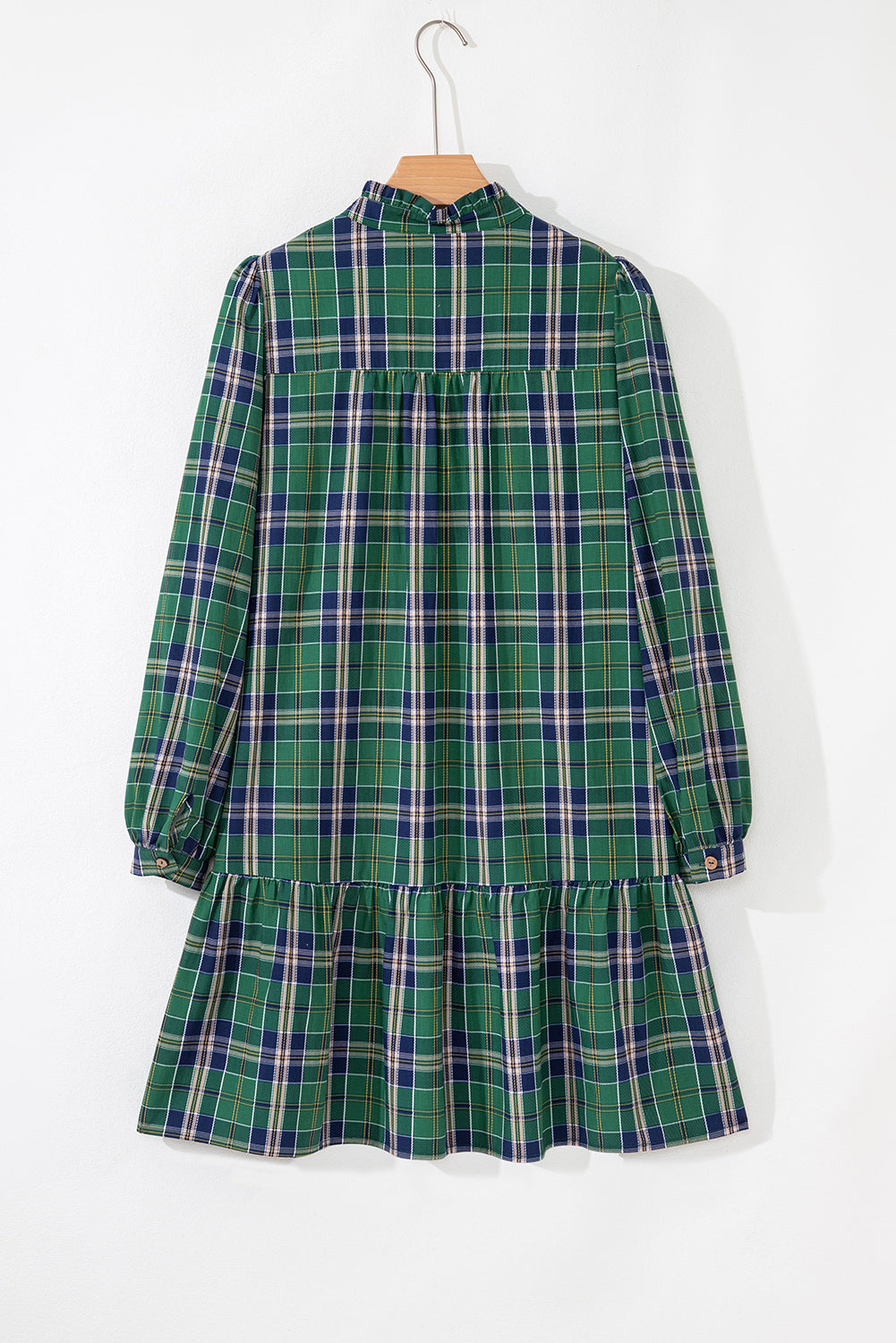 Green Plus Size Plaid Frilly Dress Full Run RTS