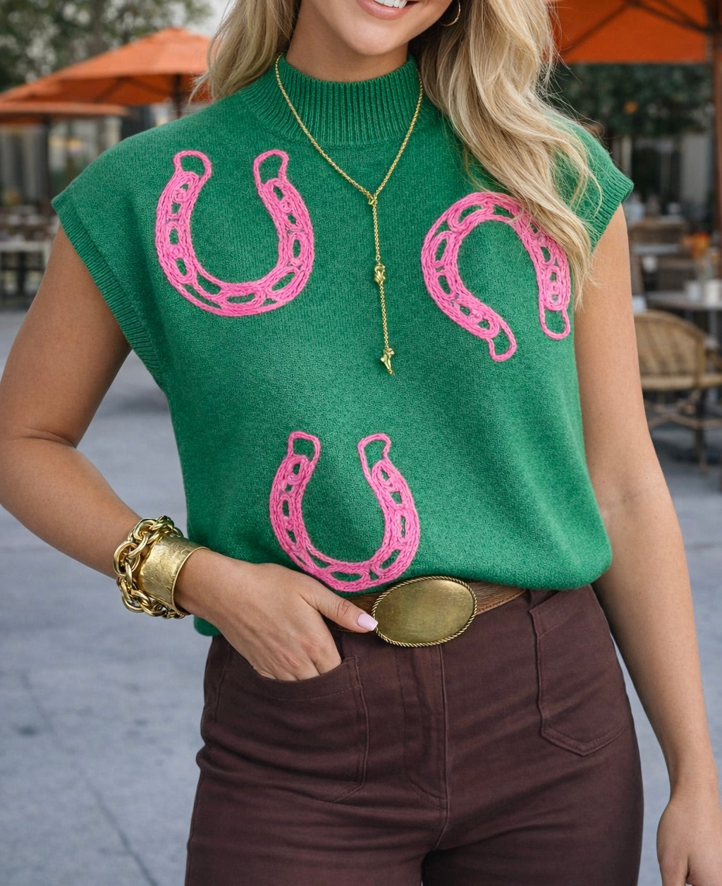 Corded Horseshoe Ribbed Sweater