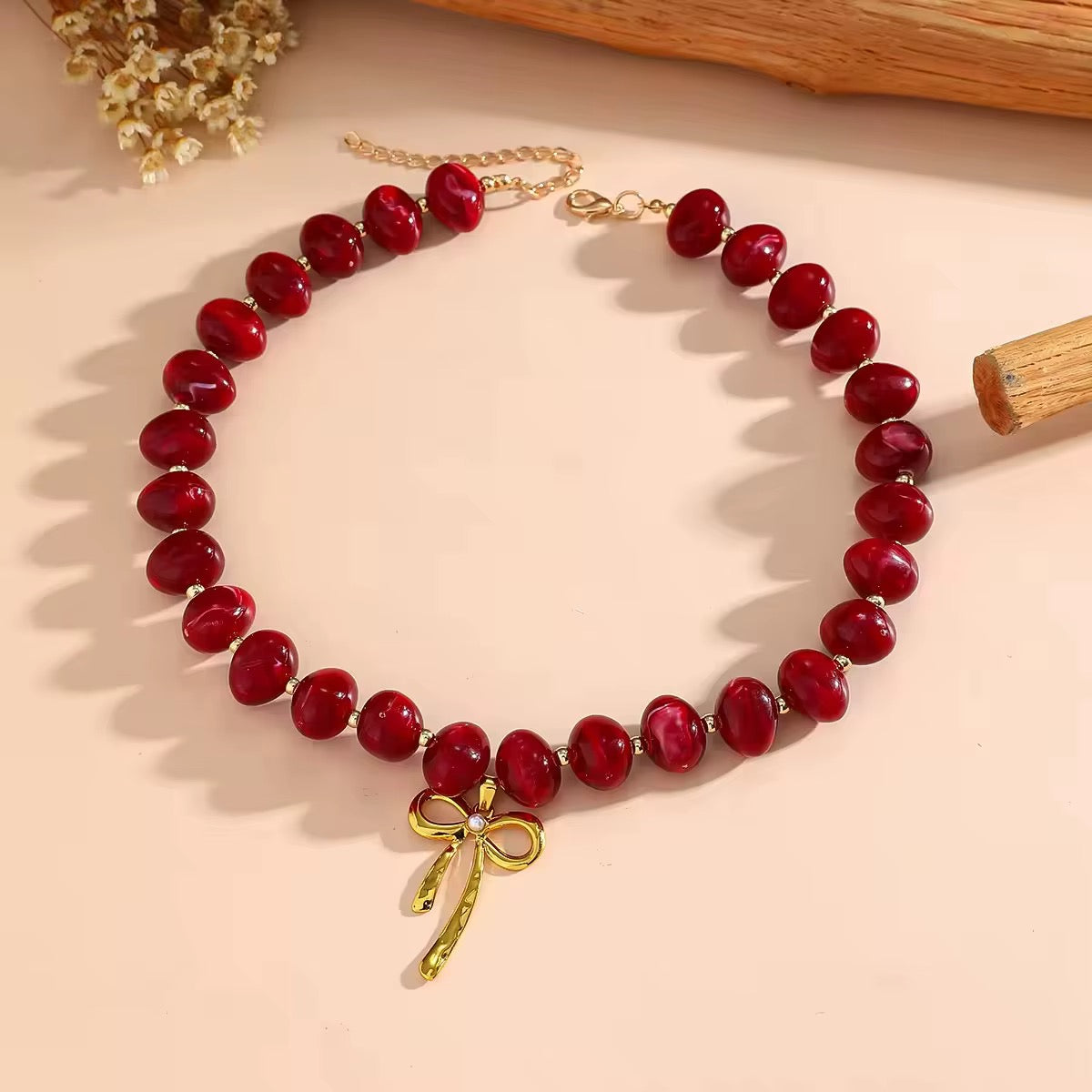 Beaded Bow Necklace