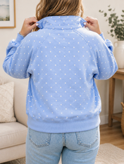 Plus Size Polka Dot Button Sweatshirt